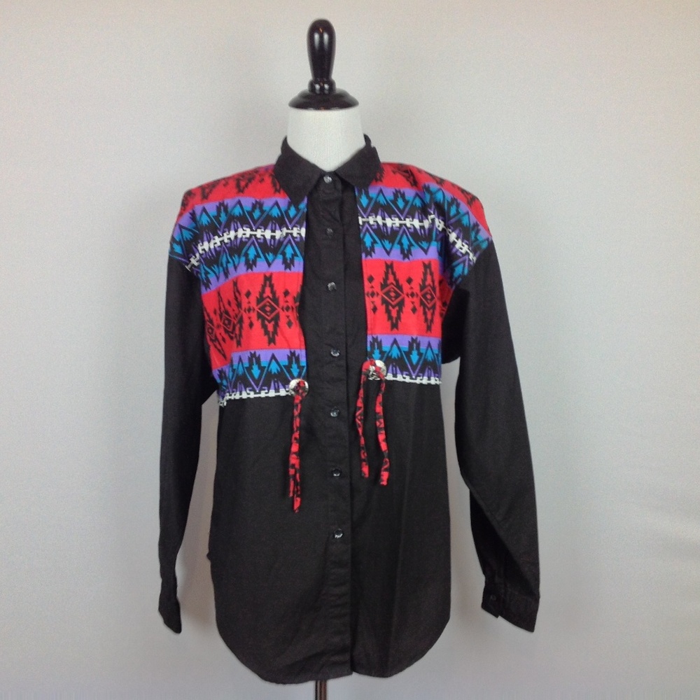 Vintage Adobe Rose Shirt Womens Medium Western